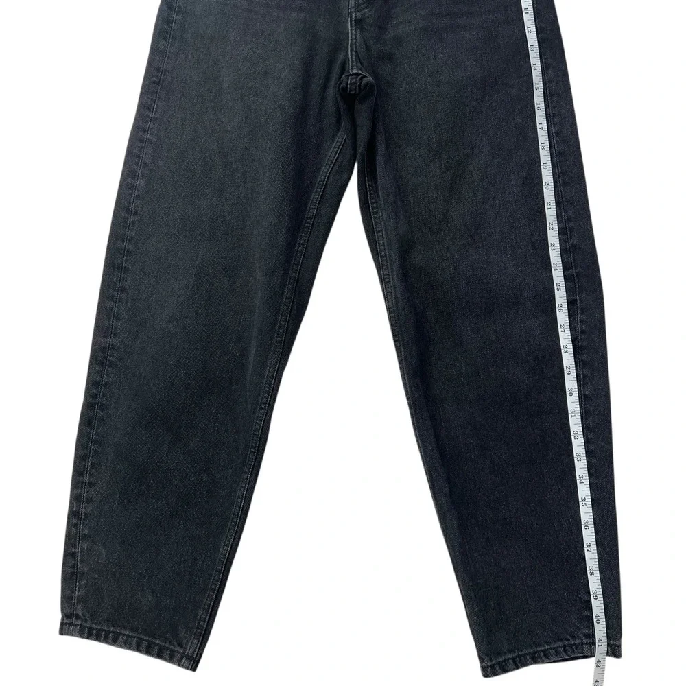 Re/Done Black 80s Peg Leg Hidden Button Fly Tapered Leg Jeans Black Wash SZ 28